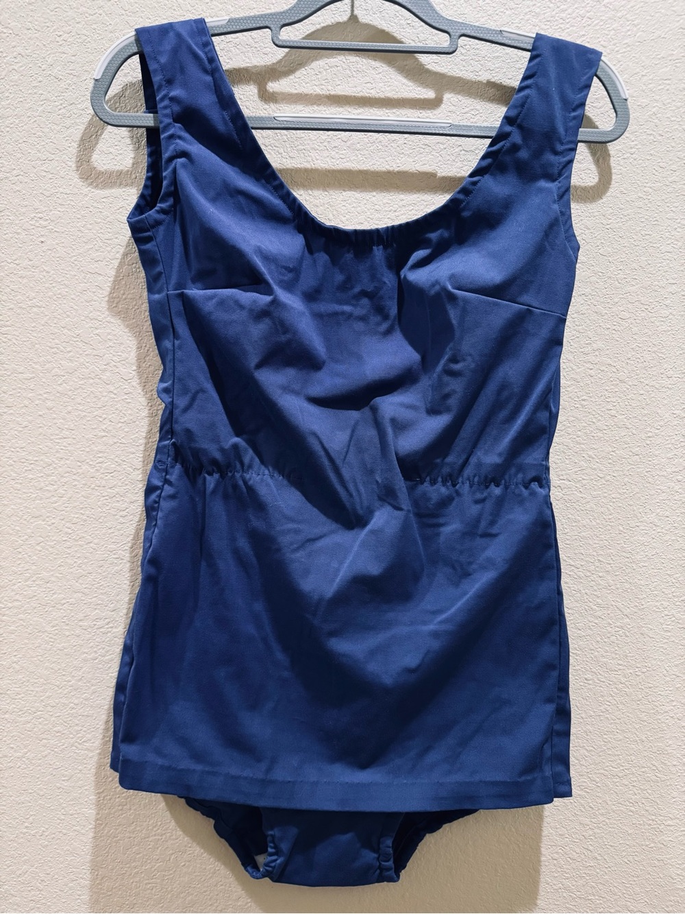 Vintage 1950s Navy Blue Skirted One Piece Pin Up Swimsuit